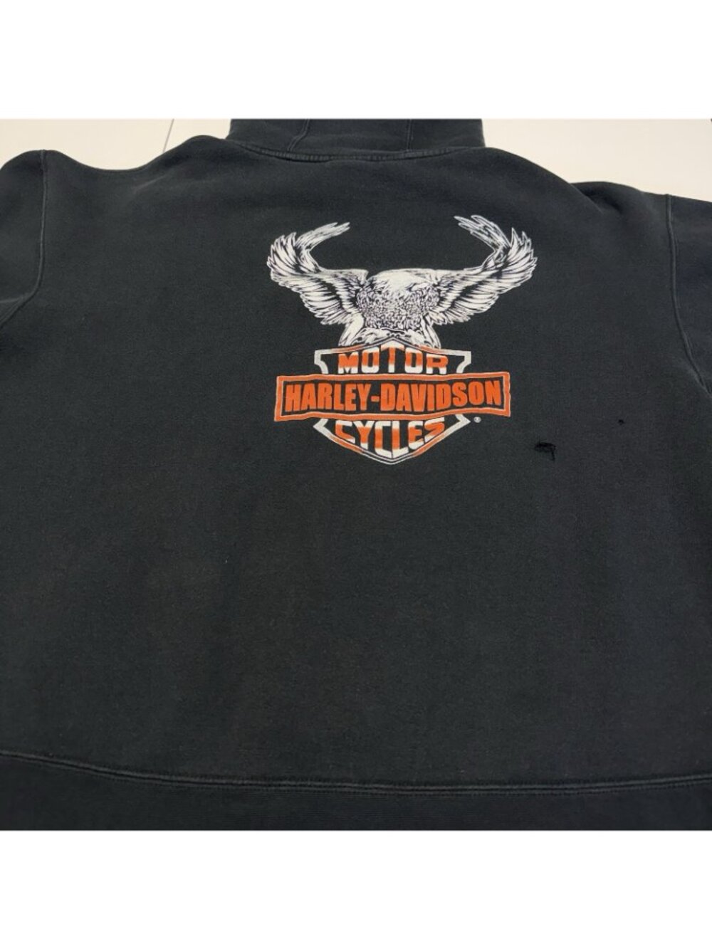 Harley Davidson Hoodie Sweatshirt Mens 2XL Black Y2k Graphic Print Eagle Biker - Picture 9 of 13